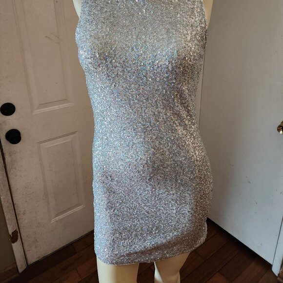 DIVIDED By H&M Sequin Embellished Sleeveless Open Back Mini Dress - Size 10 - Picture 2 of 11